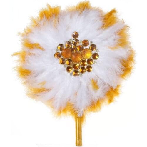 African Custom Bride Wedding Feather Hand Fan Luxury DIY Handmade Lace Dance Fan Hand Held Photo Props Party Wedding Decorations