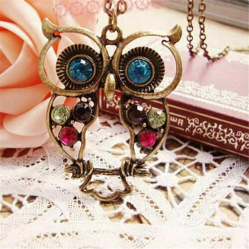 Fashion Women Vintage Pendant Chain Fashion Owl Lovely Sweater Necklace