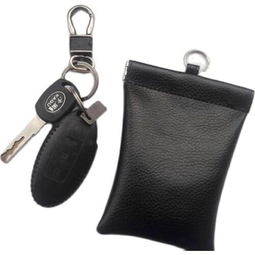 Soft leather car key sensor jammer bag Card Anti-Scan Sleeve bag signal blocker protection jammer remote car key jammer bag