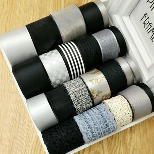 Black gray Ribbon Package Adult Hair Accessories Hairpin Bow Manual diy Kit Newbie Set(23meters )
