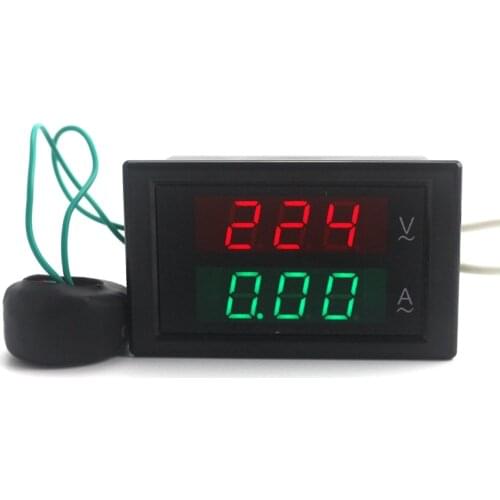 AC 80-300V AC 0-100A Digital LED Red Green Display Voltage Current Voltmeter Ammeter