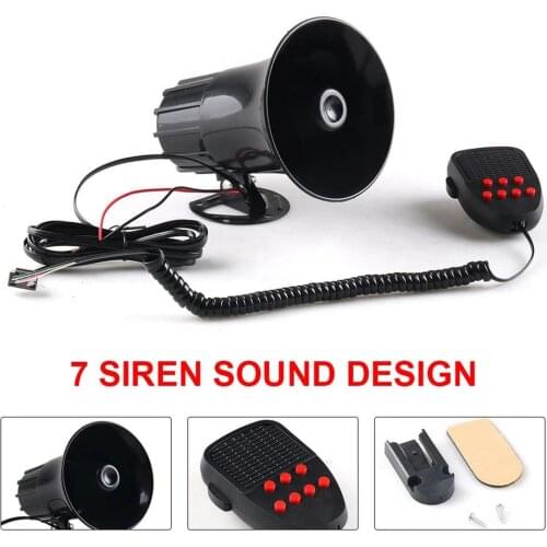 110dB 12V/24V Air Siren Horn Warning Loudspeaker 7 Sounds Car Horn Motorcycle Warning Alarm Police Fire Siren Horn Speaker
