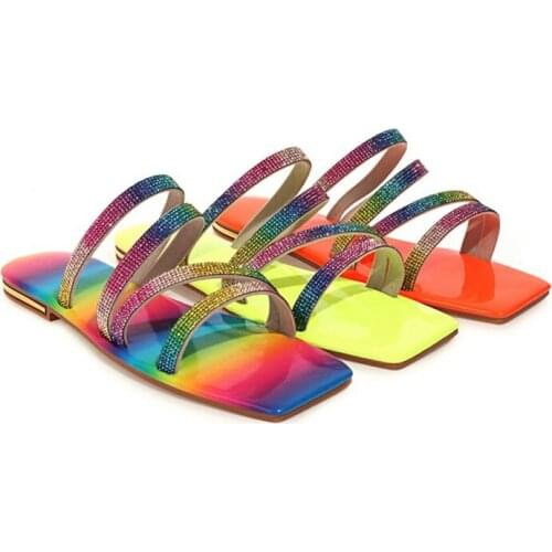 Flip Flops Women Slipper Square Toe Summer Beach Slides Outdoor Casual Flat Shoes Solid Slides Plus Size 43 Light Sandals M-21