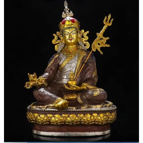 HOT SALE BUDDHA HOME EFFICACIOUS PROTECTION # TIBETAN BUDDHISM PADMASAMBHAVA GURU RINPOCHE BUDDHA GILDING STATUE 51CM