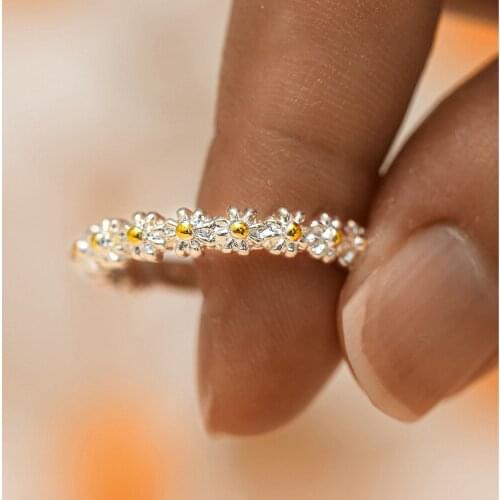Sweet Chrysanthemum Flower Rings Romantic Lady Girl Ring Valentines Day Banquet Fashion Jewelry Gifts Adjustable