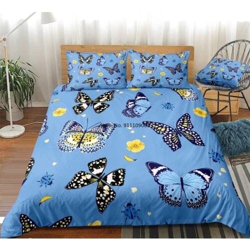 Retro Butterfly Bedding Sets Queen Size Luxury Animal Duvet Cover and Pillowcase 200*200 Comforter Set Female Bedroom Decoration