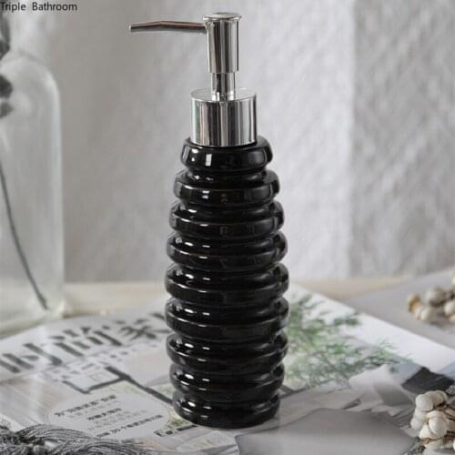 280ml Creative Black Ceramic Shampoo Bottle Liquid Soap Dispenser Lotion Bottle Hand Soap Dispenser Bottle Bathroom Supplies