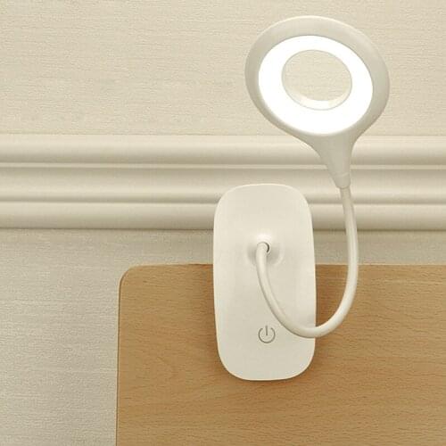 Creative USB Charging Clip Ring Lamp 360° Folding Book Light Three Gear Brightness Adjustment Led Bedroom Desk Bedside Lamp