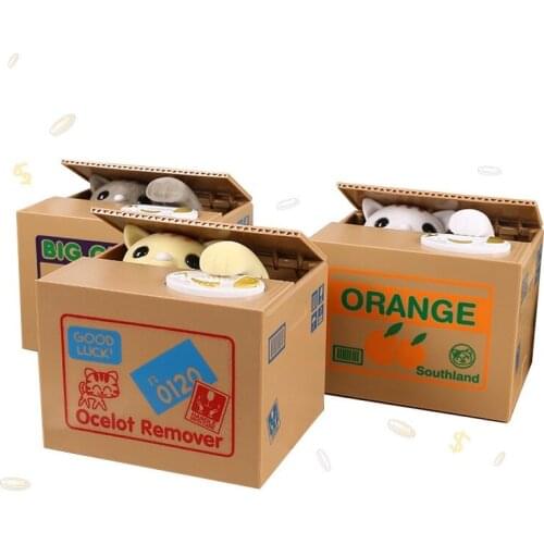 Creative Piggy Bank Itazura Cat Steal Money Coin Box Electric Super Cute Saving Boxes Gift W8855