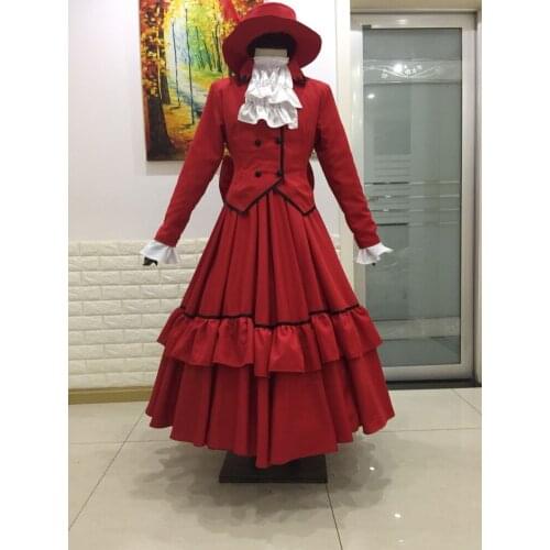 Kuroshitsuji Black deacon Angelina Ciel cosplay costume prom dress red dress