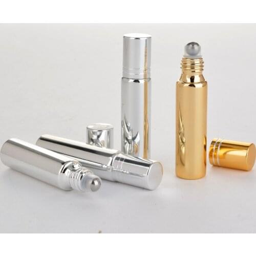 Wholesale 100 Pieces/Lot 10ML Refillable Mini Cute UV Glass Perfume Bottle With Roll On Empty Essential Oil Case Eye Cream Vial