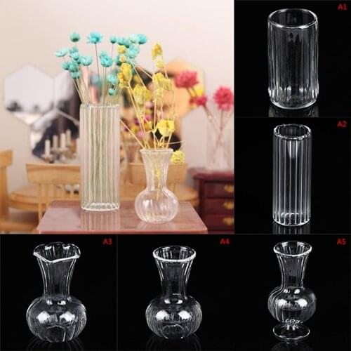1pc Dollhouse Miniatures Transparent Glass Vase Model Doll House Flowerpot Vase Decor Toy Decor Doll House Accessories