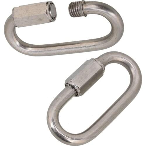 Multifunctional 304 Stainless Steel Carabiner Quick Oval Screwlock Link Lock Ring Hook M6 Pack of 10