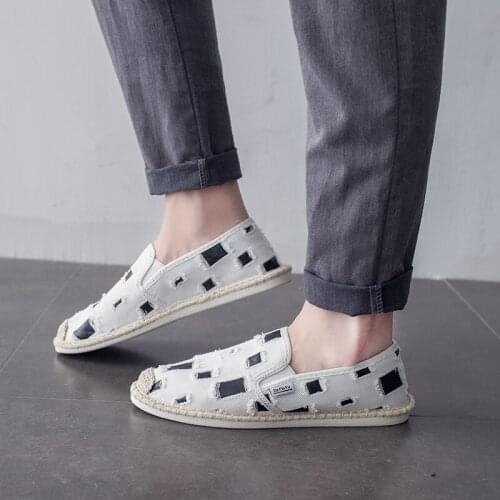 Chinese Style Mens Shoes Summer Breathable One-Step Canvas Shoes New Trend Basic All-Match Lazy Mens Shoes