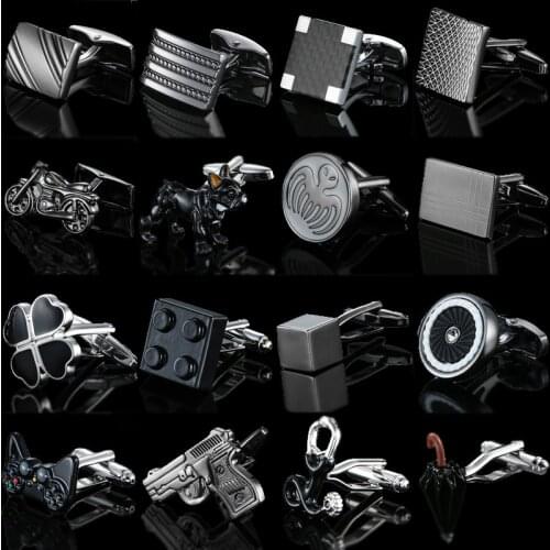 Mens Cufflinks Black Copper Laser Material Cuff Button High Quality French Shirt Cuffs Suit Accessories Wedding Jewelry Gif