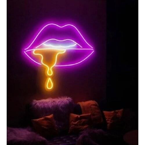 Neon Signs for Drooling mouth clips Neon bulb Sign Decorate bedroom Game Room wall Lamp Handcraft Glass Tubes Art Dropship