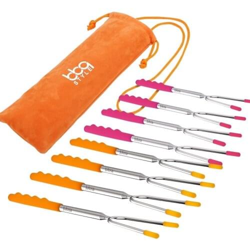 Bbqstyle Marshmallow Roasting Sticks Premium 45'' Extendable Rotating Telescoping Forks Special Safe and Healthy Cookware