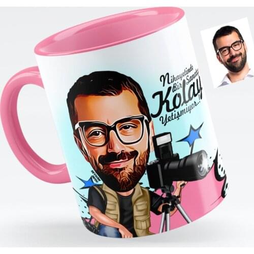 Personalized Mr Photo Artist Caricature Of Pink Mug cup-1