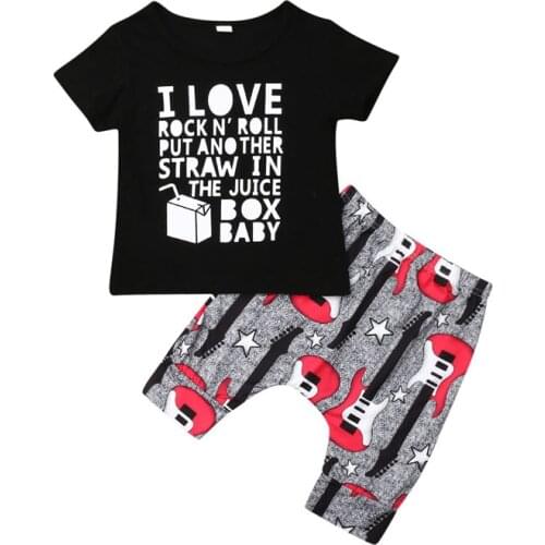Pudcoco US Stock Summer Newborn Toddler Baby Boy Clothing Set 1-4Y Print Letter T Shirt Tops+Shorts Pants Outfits Clothes 2pcs