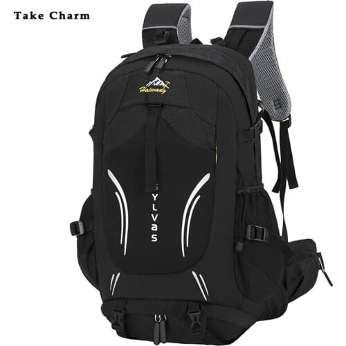 Professional Quality Mens Hiking Backpack Multifunctional Nylon Waterproof Durable Male Sports Rucksack Waist Protection Black