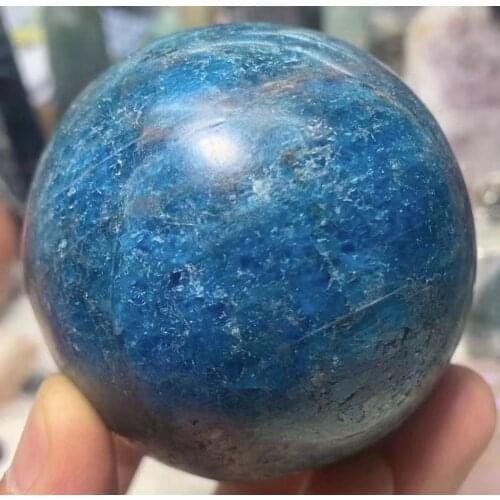 Natural Blue apatite sphere crystal stone Quartz Globe Ball Rock Mineral gift wooden base Reiki Healing Home decor