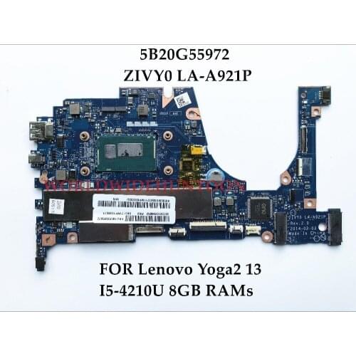 High quanlity 5B20G55972 for Lenovo Yoga2 13 Laptop Motherboard ZIVY0 LA-A921P SR1EF I5-4210U 8GB RAMs 100% Fully Tested