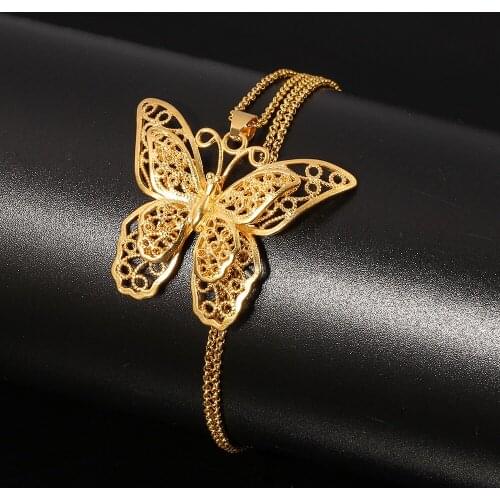 Charms Butterfly Pendant Chain Necklaces Women Girl Silver Color/Gold Color Butterflies Jewelry Trendy PNG Gifts