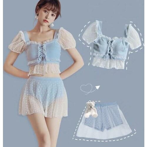 Swimsuit Women 's Split Fairy Style Lace Hipster Covering Belly Thin Sweet Cute Sexy Korean Style