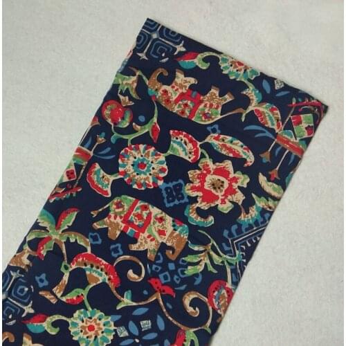 1 Meter African Style Lucky Colorful Elephant Rayon Fabric African Patchwork Soft Smooth Fabric For Shirt Baby Cloth Dress pajam