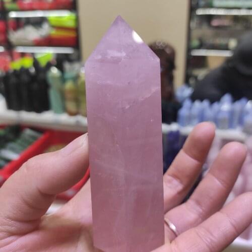 1pcs Natural Rock pink ROSE Quartz Crystal Point Healing stone pillar