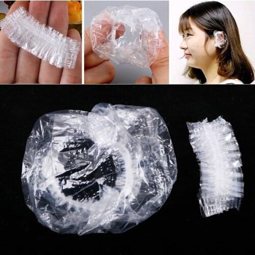 Ear Cover Ear Protector Plastic Earmuffs 100pcs Disposable Dye Shield Protection Hairdressing Tool Waterproof Shower Cap Tool