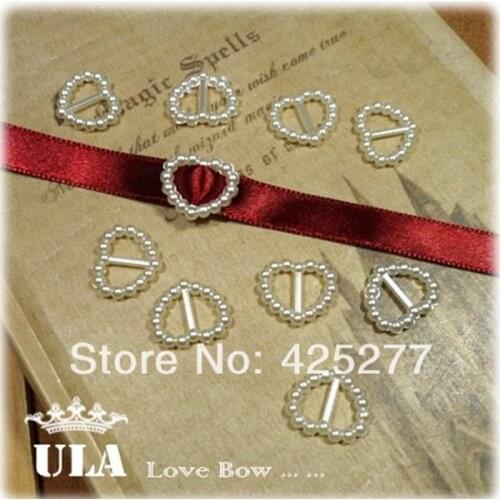 1000/bag white 15*16mm Pearl Heart Beads Invitation Ribbon Slider For Garment Accessories 003001004001