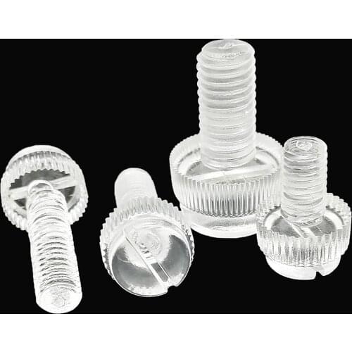 10X M3 M4 M5 M6 M8 Acrylic Clear Transparent Plastic Knurl Slotted Head Adjust Toolless Thumbscrew Hand Tighten Thumb Bolt Screw