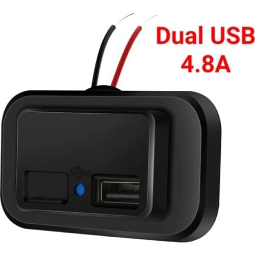 12V-24V 4.8A Dual USB Charger Socket For Motorcycle Auto Truck ATV Boat Car RV Bus Power Adapter Outlet Dustproof