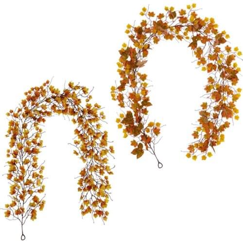 2pcs Artificial Maple Vine Stirng For Flower Arrangem Plant Hanging Wall Wedding Xmas Party Arch Home Garden Hotal Decorative