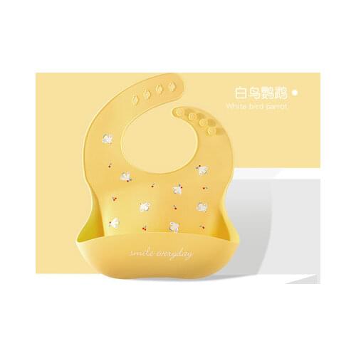 2021 Cute Baby Bibs Waterproof Silicone Bib Infant Toddler Feeding Saliva Towel Cartoon Adjustable Children Apron with Pocket