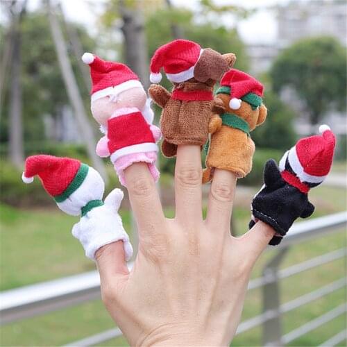 5 PCS Christmas Toy Mini Small Animals Plush Finger Doll Finger Couple Parent Child Toy For Kids