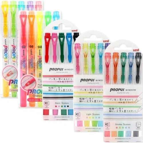 5pcs/set New Colors PROPUS Window Double-headed Highlighter PUS-103T Student Painting Graffiti Soft Color Marker PUS-102T