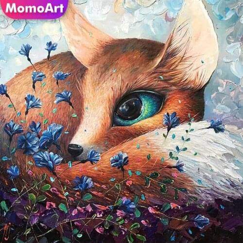 MomoArt 5D DIY Diamond Embroidery Fox Rhinestone Diamond Painting Animal Cross Stitch Mosaic Flower Full Drill Square Wall Decor