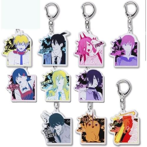 Anime Chainsaw Man Keychain Denji Makima Power Beam Angel Cosplay Cartoon Acrylic Key Ring Fans Gift Accessories