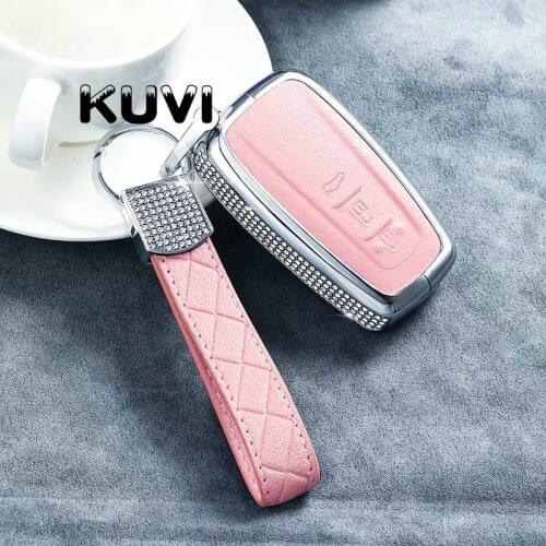 Carmilla Alloy Leather Car Key Fob Cover Case for Toyota CHR C-HR Camry Prius Prado 2016 - 2018 2 3 Buttons Remote Keyless