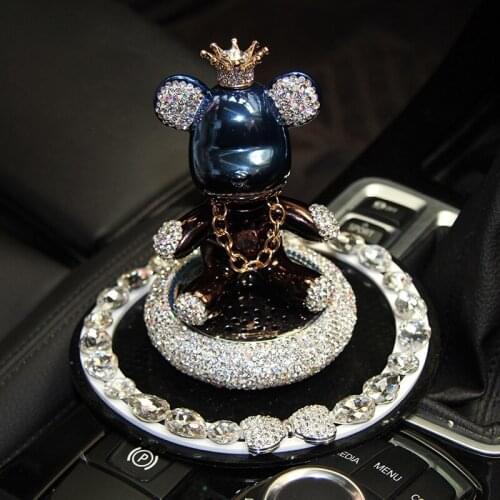 Diamond-studded cute bear violent bear shaking his head cartoon image car air freshener aromatherapy car decoration accessories