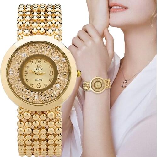 Classic Gold Women Watches Fashion Casual Alloy Bracelet Ladies Rhinestone Quartz Wristwatches Simple Female Watch Zegarek Damsk