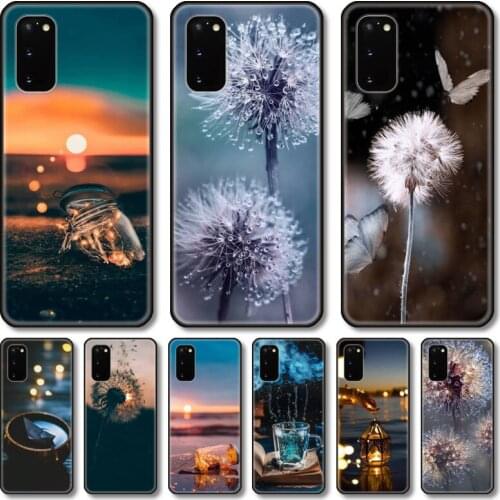 Dandelion and Drift bottle Phone Case For Samsung Galaxy Note S 21 20 10 9 8 E Lite FE UW Ultra 5G PRO Black Shell Cover