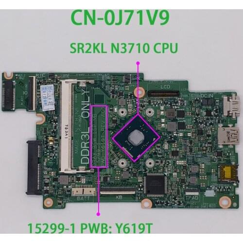 CN-0J71V9 0J71V9 J71V9 15299-1 PWB: Y619T w N3710 CPU for Dell Inspiron 3168 Laptop NoteNook PC Motherboard Mainboard