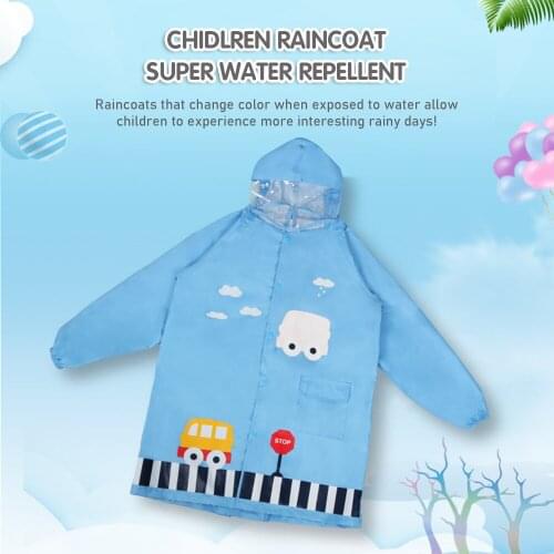 Kids Raincoat Hooded Boy Girl Cartoon Rain Poncho Rain Coat Children Rainwear Block Wind and Rain for Age 6-12Y
