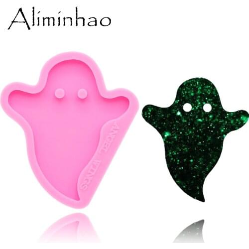 DY0142 Note a holes/no holes Shiny Halloween Ghost Silicone Molds For DIY key ring epoxy resin Mold Craft custom keychain