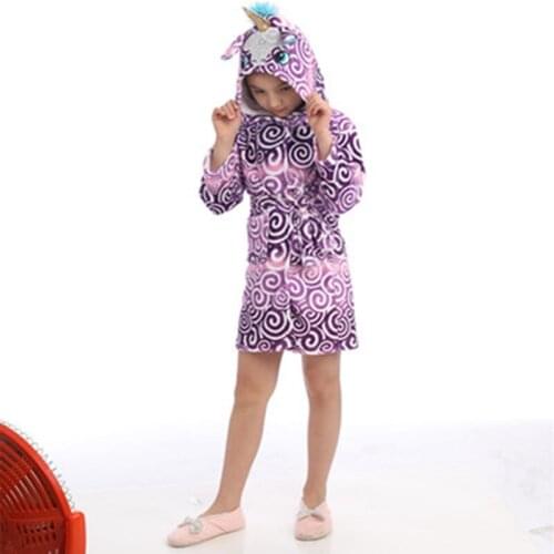 New Unicorn Hooded Flannel Soft Warm Cartoon Bathrobes Childrens Sleepwear Pyjamas Nightwears Animal Robes Bath Robe Animal