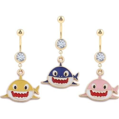 1PC New Fashion Shark Belly Button Rings Sexy Body Piercing Bars Cute Animal Piercings Navel Piercing Gothic Fine Body Jewelry