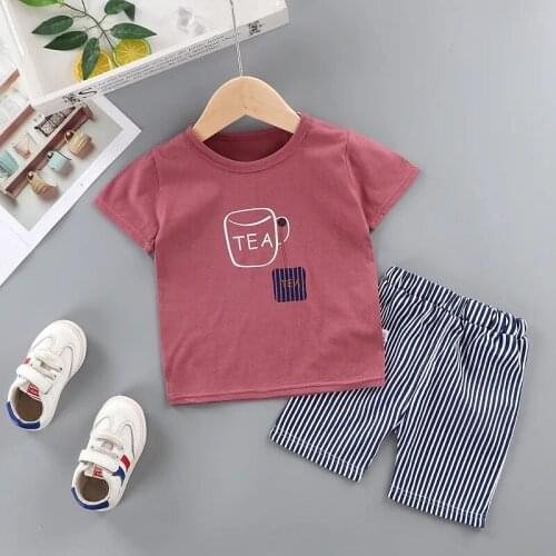Kids Baby Clothes Sets Childrens Short-sleeved Suit Summer T-shirt Shorts Baby Clothes Two-piece Suit For Boys and Girls